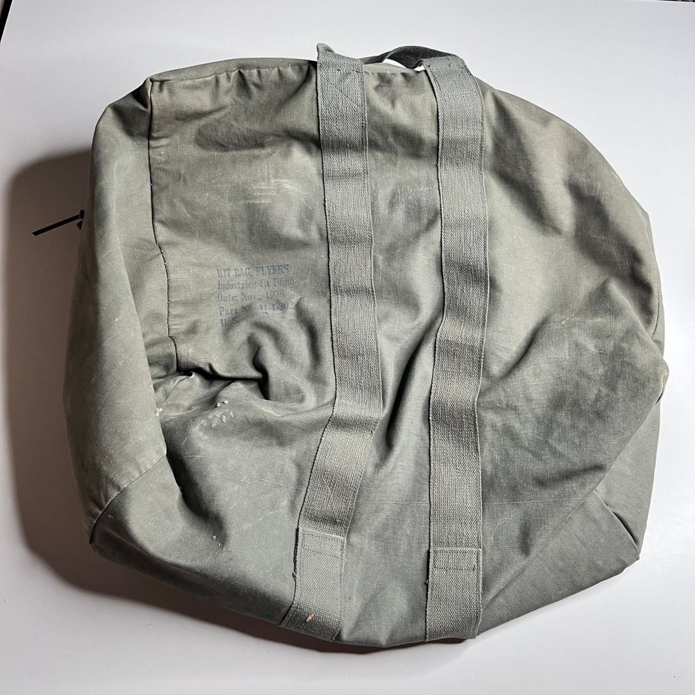 Vintage 1978 US Military Kit Bag Flyers Olive‎ Drab Canvas Duffel Bag 11-1-302